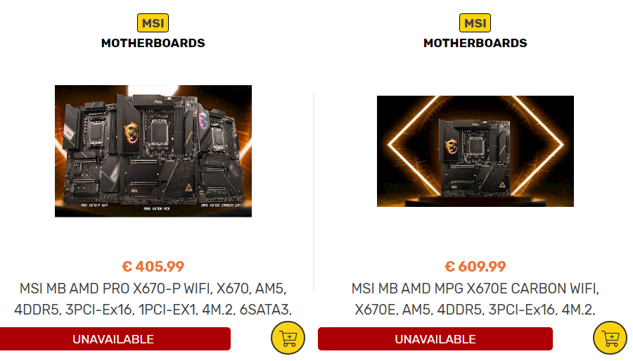 Tin đồn về giá MSI X670E và X670 © Videocardz