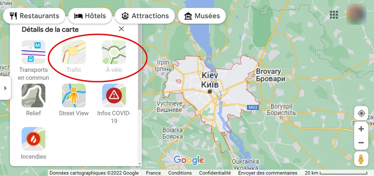 Google Maps Ukraina bị chặn © Clubic