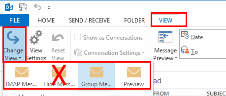 Outlook Thay đổi cài đặt hiển thị