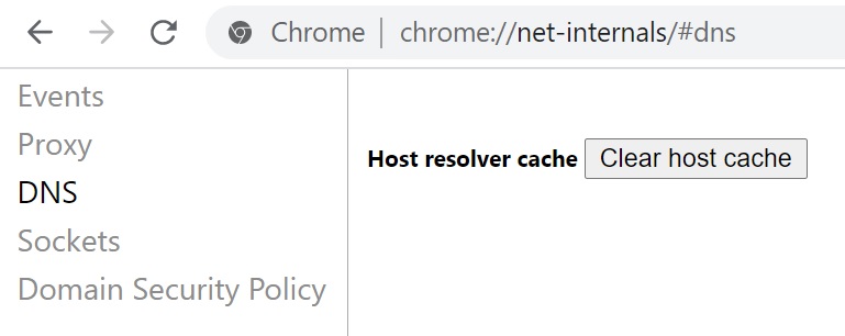 Chrome xóa bộ nhớ cache DNS