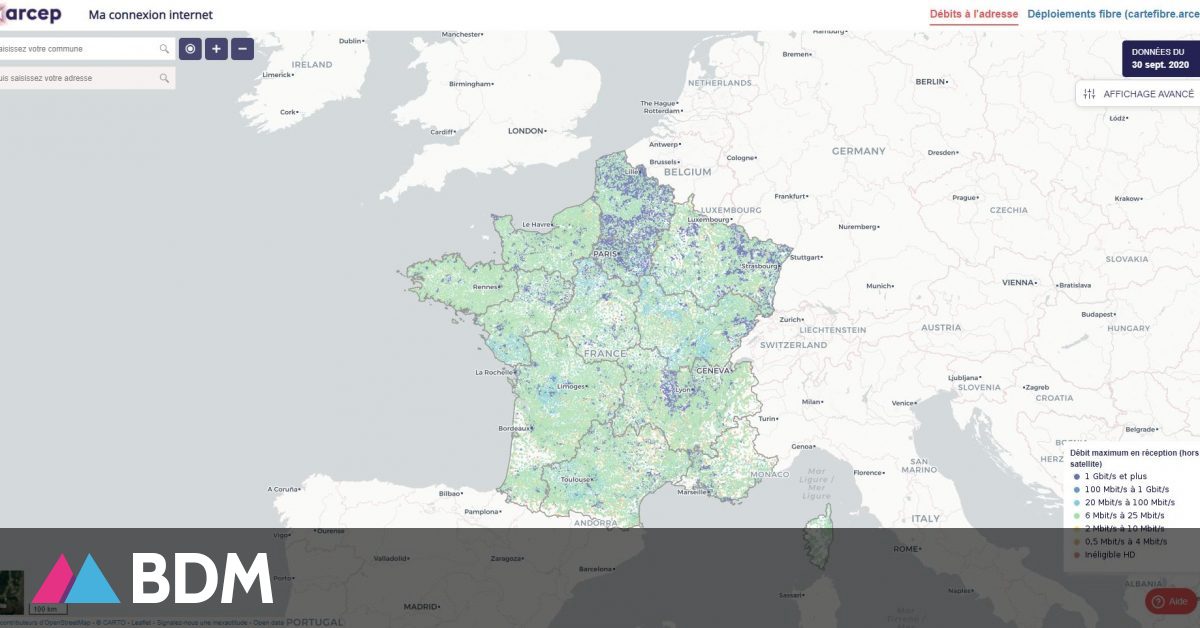 Kiểm tra chất lượng kết nối Internet của bạn bằng bản đồ tương tác của Arcep
