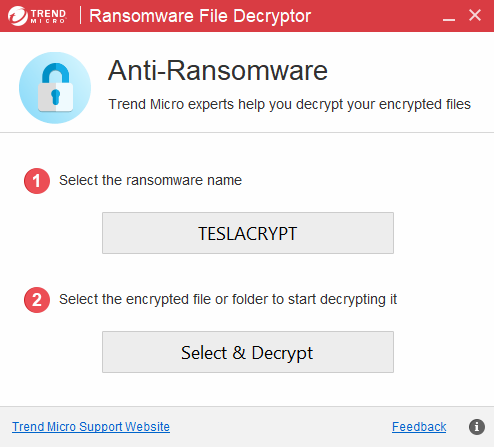 trendmicro ransomware file decryptor © clubic.com
