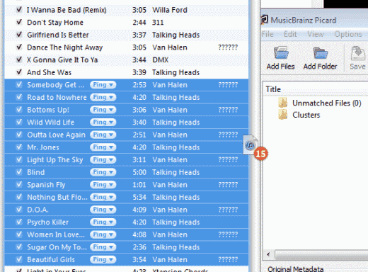 Kéo và thả các bài hát từ iTunes vào MusicBrainz