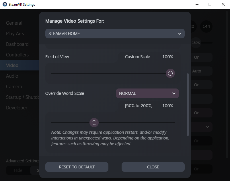 Tùy chỉnh SteamVR Render bằng ứng dụng © Valve