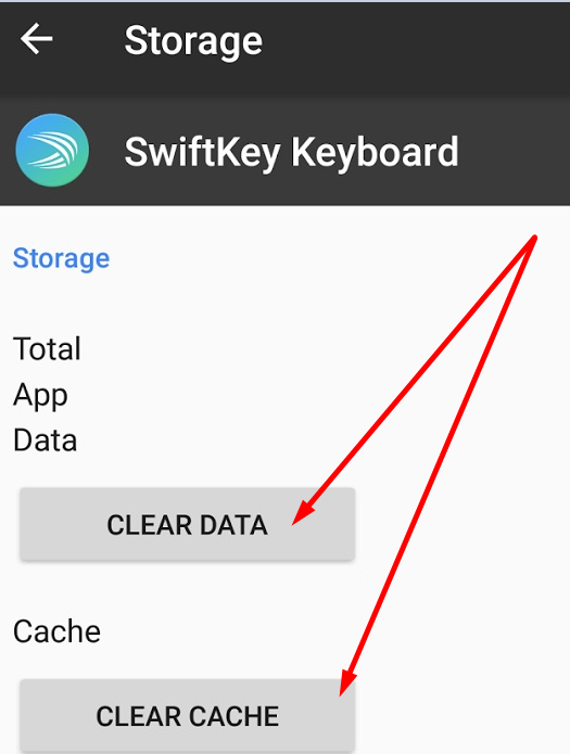 xóa bộ nhớ cache microsoft swiftkey và dữ liệu android