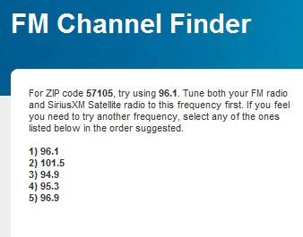 FM Sirius Channel Finder