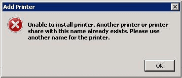 Windows: Độ phân giải “Không thể cài đặt máy in. Một máy in hoặc máy in khác có tên này đã tồn tại »