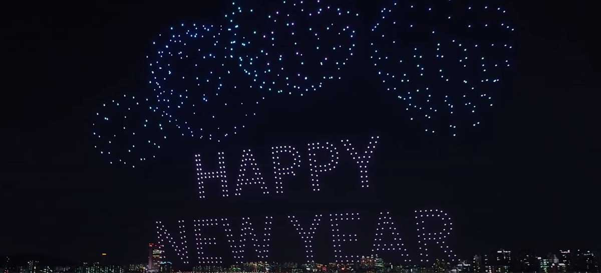 1000 drones fazem show com imagens animadas para o ano novo em Seul - veja o vídeo