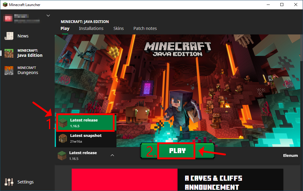 Minecraft Launcher hướng dẫn bạn cách chơi phiên bản mới nhất