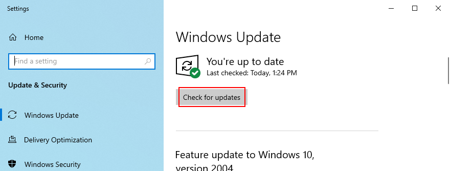 Windows  10 cho biết cách kiểm tra các bản cập nhật
