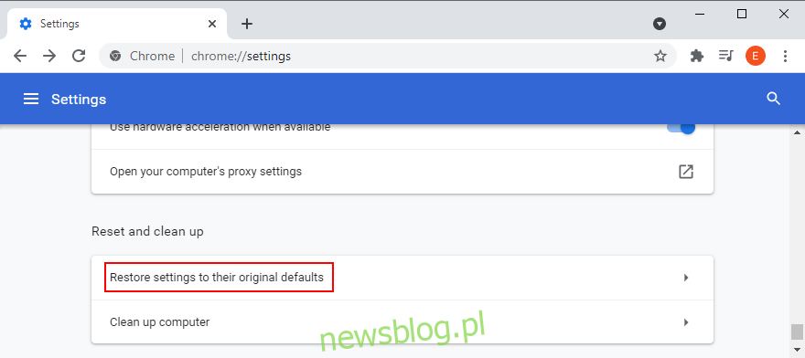 Google Chrome chỉ cho bạn cách truy cập tùy chọn để khôi phục cài đặt mặc định của trình duyệt