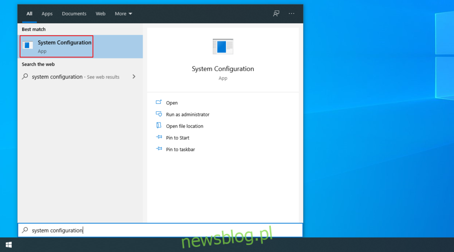 Windows  Hình 10 cho thấy cách truy cập ứng dụng Cấu hình Hệ thống từ menu tìm kiếm