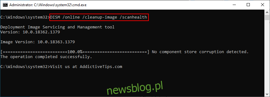 Windows  10 cho biết cách chạy DISM/online/cleanup-image/scanhealth trong CMD