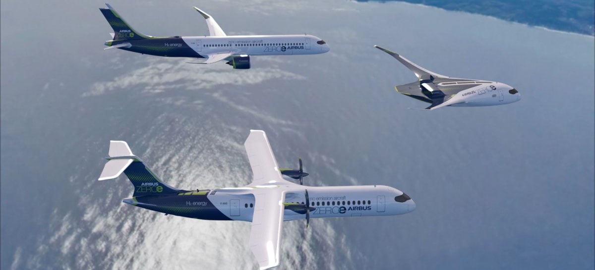 Airbus anuncia três conceitos de aeronaves com emissão zero de carbono