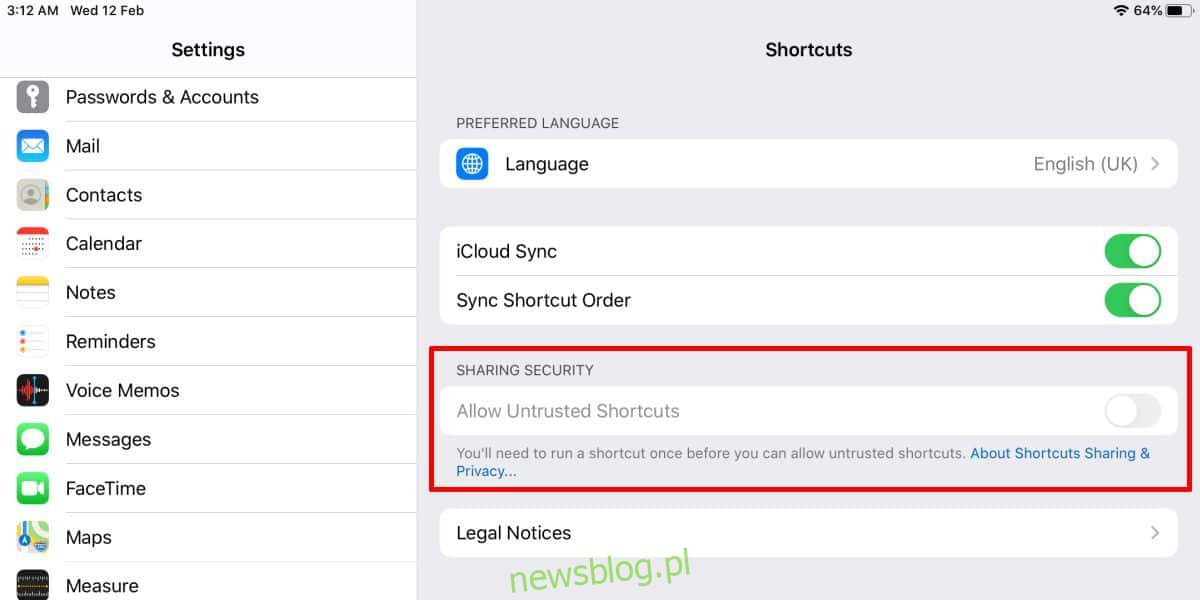 Cách sửa lỗi "Allow Untrusted Shortcuts" chuyển sang màu xám trên iOS
