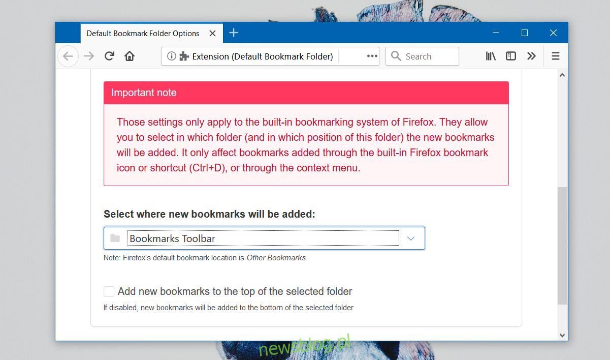 Cách thay đổi thư mục bookmark mặc định trong firefox