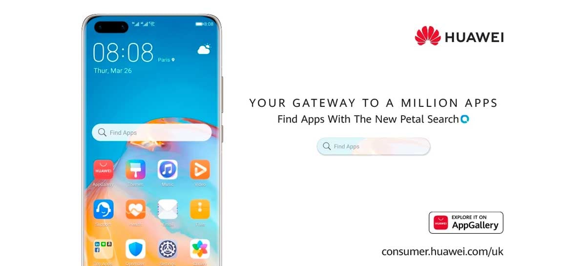 Huawei apresenta Petal Search, serviço que ajuda os usuários a encontrar apps