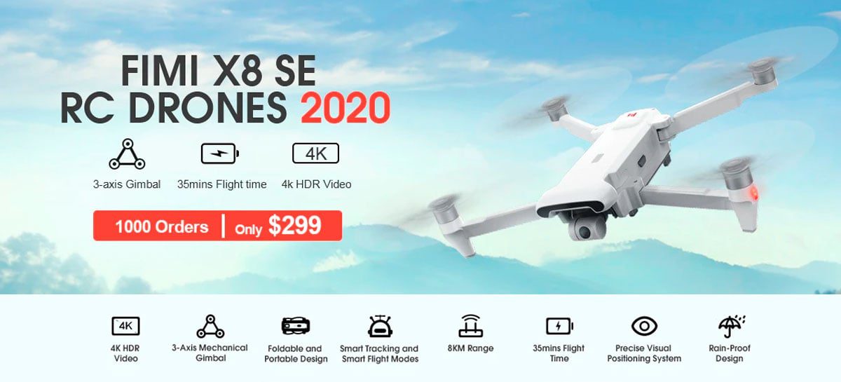 PROMOÇÃO: Drone FIMI X8 SE (2020) - 4K, 35 min de voo, GPS, 8Km e mais