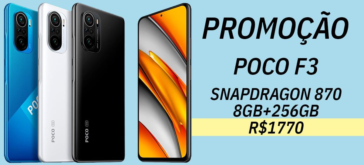 PROMOÇÃO: POCO F3 com Snapdragon 870, 8GB+256GB por apenas R$1.770