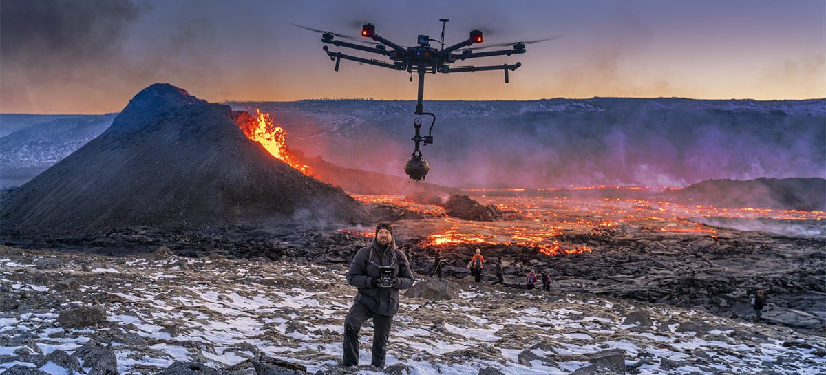 Drone com câmera 8K acoplada cria vídeo incrível em 360º de vulcão na Islândia