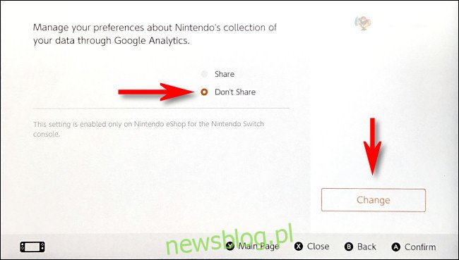 Trên trang tùy chọn Nintendo eShop, chọn Google Analytics 