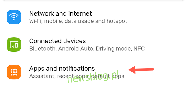 Chuyển đến ứng dụng và thông báo trong cài đặt Android