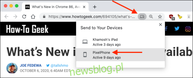 Di chuyển tab sang iPhone hoặc iPad từ thanh URL của Chrome trên máy Mac