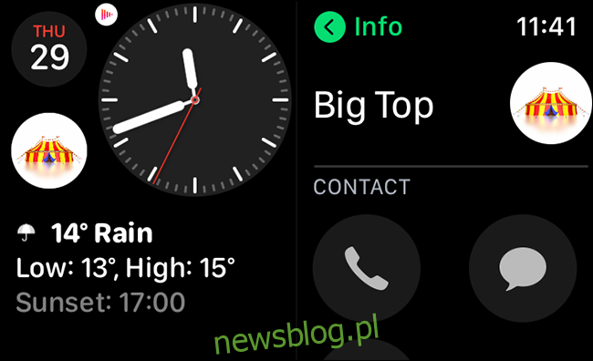 Phím tắt liên hệ được đặt thành một chức năng phức tạp trên đồng hồ của bạn Apple Watch.