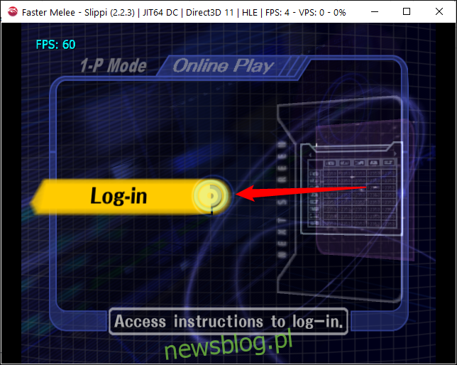 Nhấn A trên bộ điều khiển GameCube của bạn hoặc bộ tương đương được mô phỏng để đăng nhập vào Slippi.
