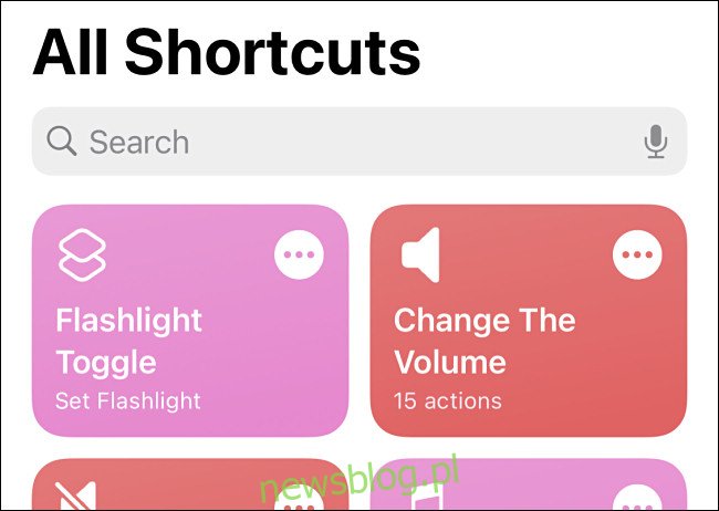 Phím tắt chuyển đổi đèn pin như đã thấy trong Phím tắt trên iPhone.