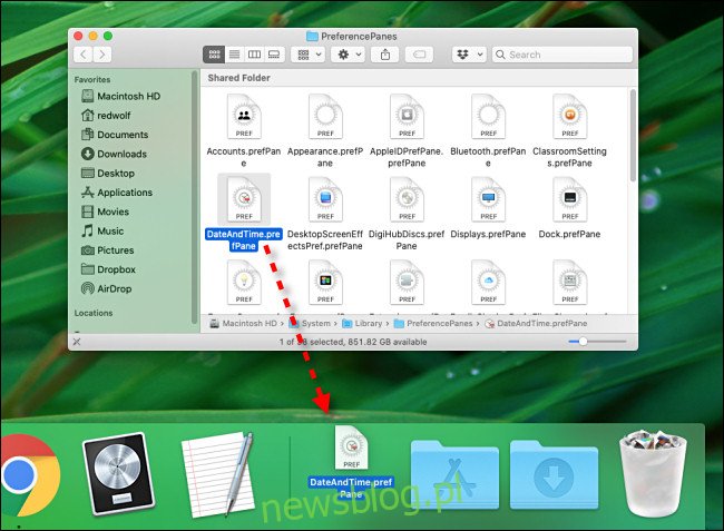 Kéo tệp ngăn tùy chọn vào Dock trên máy Mac.