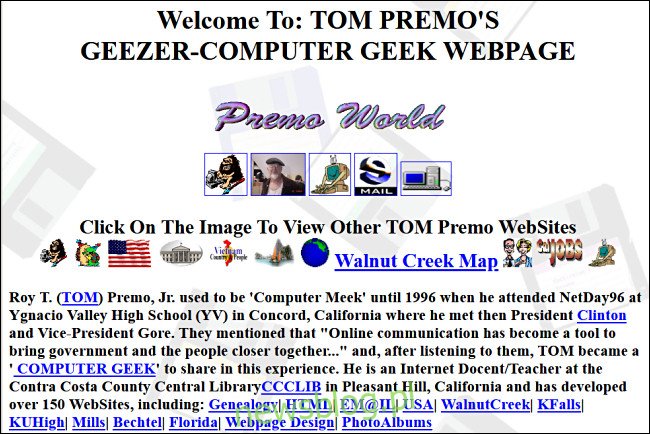Tom Premo Geezer-trang web Computer Geek tại GeoCities.