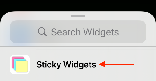Nhấn vào Widget dính từ danh sách các widget