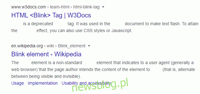 GIF động hiển thị thẻ <Blink></noscript> nhấp nháy trong kết quả tìm kiếm của Google.”  width=”640″ height=”302″ onload=”pagespeed.lazyLoadImages.loadIfVisibleAnd MaybeBeacon(this);”  onerror = “this.onerror = null;  pagespeed.lazyLoadImages.loadIfVisibleAnd MaybeBeacon (this);”></p><p> Như tên gợi ý, thẻ HTML <blink> hiện không được dùng nữa sẽ khiến nội dung của thẻ bị nhấp nháy.  Hoài niệm thập niên 90, có ai không?</p><h2 vai trò=