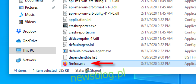 Định vị tệp EXE của ứng dụng trong File Explorer trên hệ thống của bạn Windows 10.