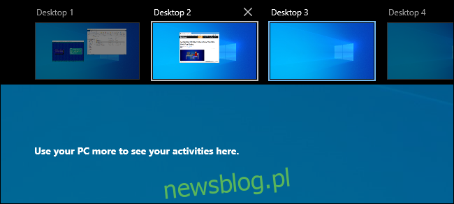 Trong chế độ xem nhiệm vụ hệ thống Windows 10, cửa sổ đã được chuyển sang một màn hình ảo khác.