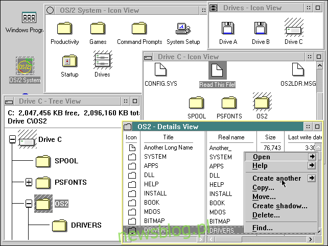 Trên hệ điều hành IBM / 2 trong phiên bản 2 năm cửa sổ mở.