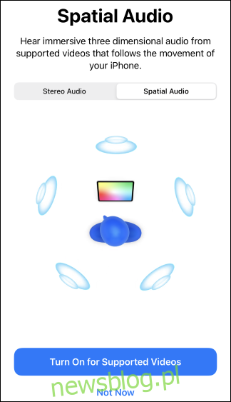 Màn hình kiểm tra âm thanh vòm trên iPhone.