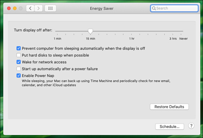 Tùy chọn hệ thống Mac Bảng tùy chọn tiết kiệm năng lượng