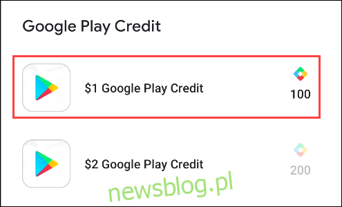 Điểm Google Play trên tín dụng