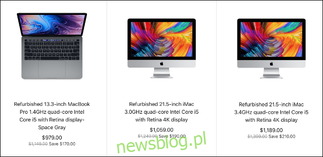 Ba máy Mac tân trang để bán trên trang web Apple.
