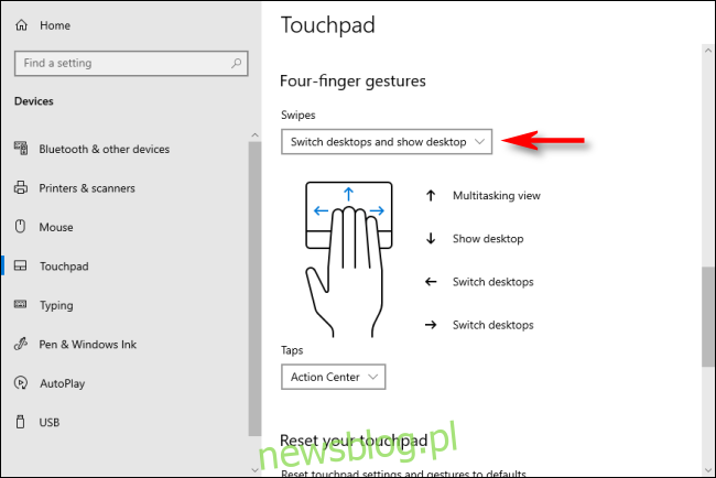 Cử chỉ TouchPad bốn ngón tay trên hệ thống Windows 10 chuyển đổi máy tính để bàn ảo
