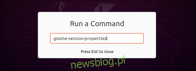 Chạy gnome-session-properties từ hộp thoại Run a Command.