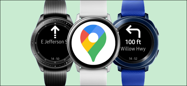 Ba chiếc đồng hồ thông minh của Samsung Galaxy với chỉ đường từ Google Maps.