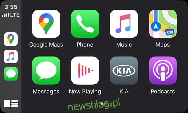 Biểu tượng ứng dụng trong Apple CarPlay trên màn hình của hệ thống thông tin giải trí trong xe.