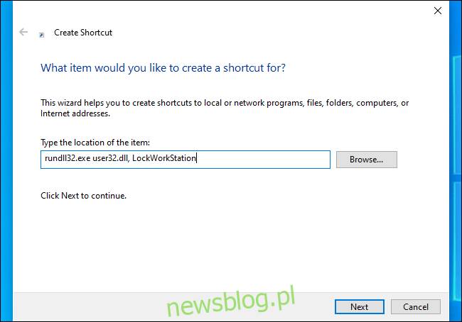 Tạo Shortcut khóa máy tính trên hệ thống Windows 10.