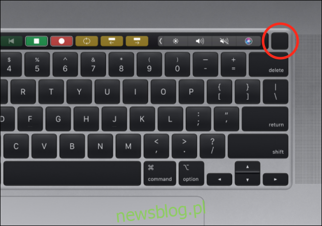 Nút Touch ID trên bàn phím MacBook Pro.