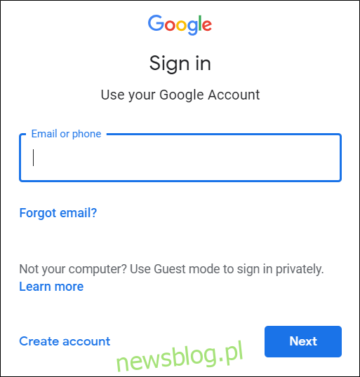 Nhập tài khoản Google của bạn trên màn hình đăng nhập