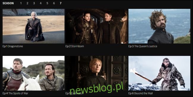 Các tập phim Game of Thrones phát trực tuyến trên trang web HBO
