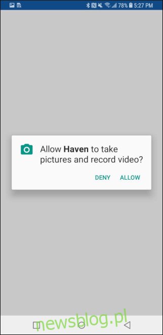 Lời nhắc ghi hình ảnh và video Haven trên Android